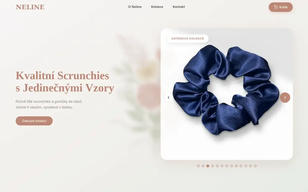 Ukázka realizace rychlého e-shopu Neline.cz na míru s čistým designem pro prodej ručních produktů